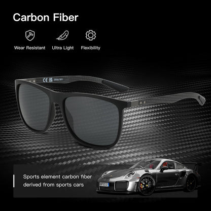 Square Polarized Sunglasses for Men Ultralight Carbon Fiber Sun Glasses Driving Fishing Golf Sports UV400 Protection