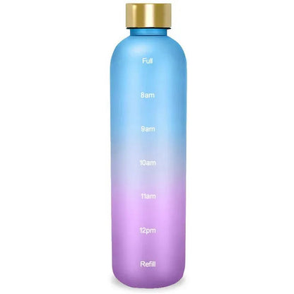 Water Bottle with Time Marker, 32oz Motivational Water Bottle, Reusable Spill-Proof Frosted Plastic Water Bottle for Gym, Sports, Travel, Fitness, School and Work