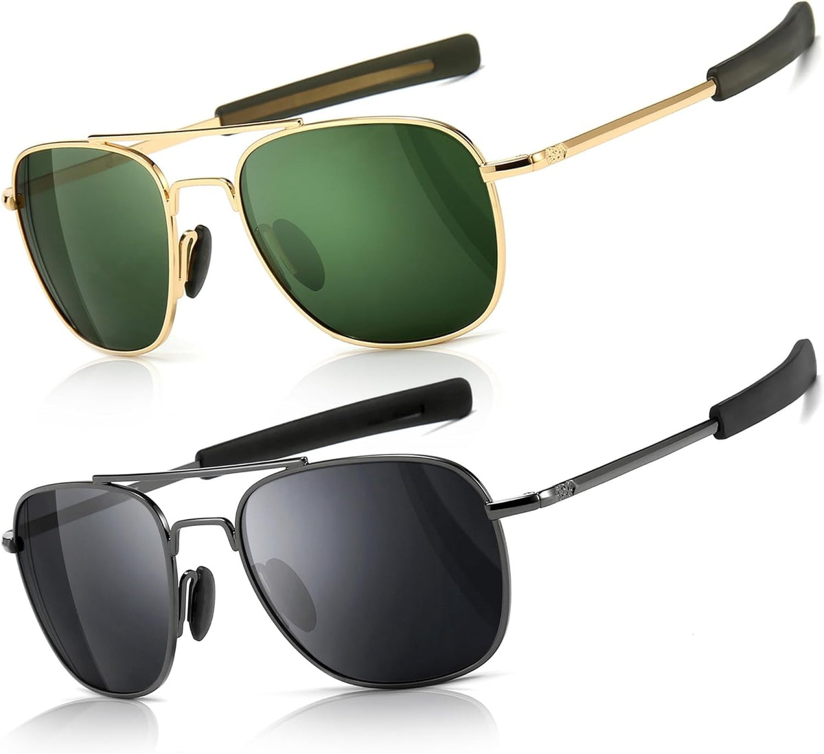 Men'S Military Style Polarized Pilot Aviator Sunglasses Bayonet Temples