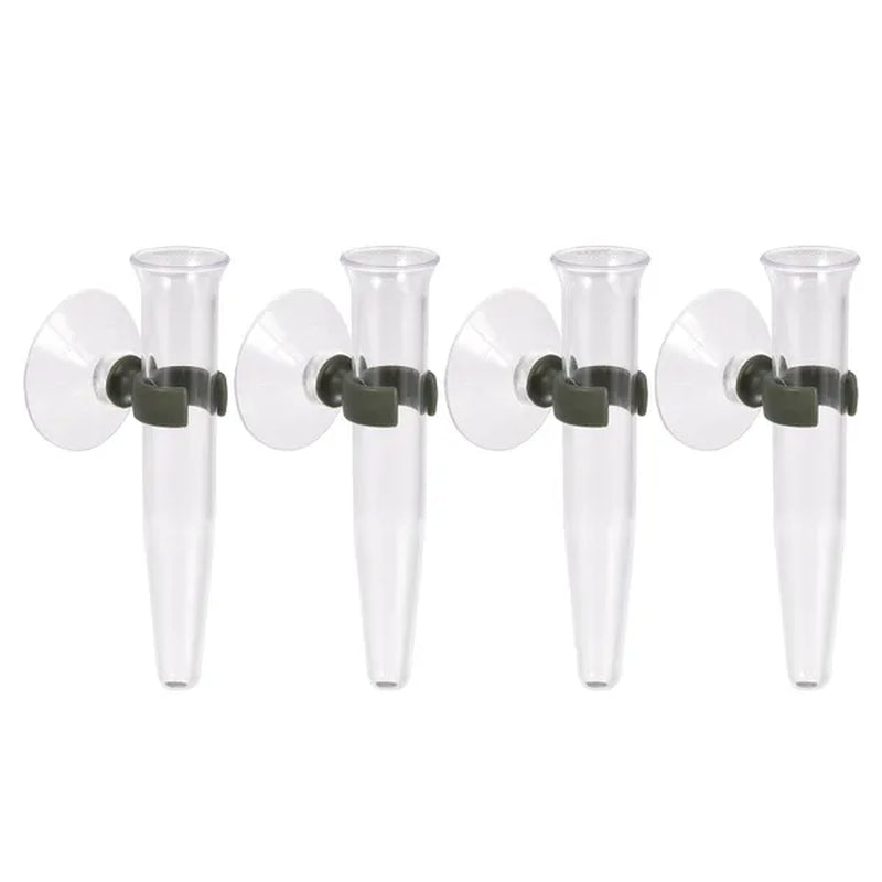 Floral Water Tubes with Suction Cup 0.6" ID 4" Plastic Wall Hanging Vase for Plants Flower Arrangement, Clear Pack of 4