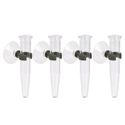 Floral Water Tubes with Suction Cup 0.6" ID 4" Plastic Wall Hanging Vase for Plants Flower Arrangement, Clear Pack of 4