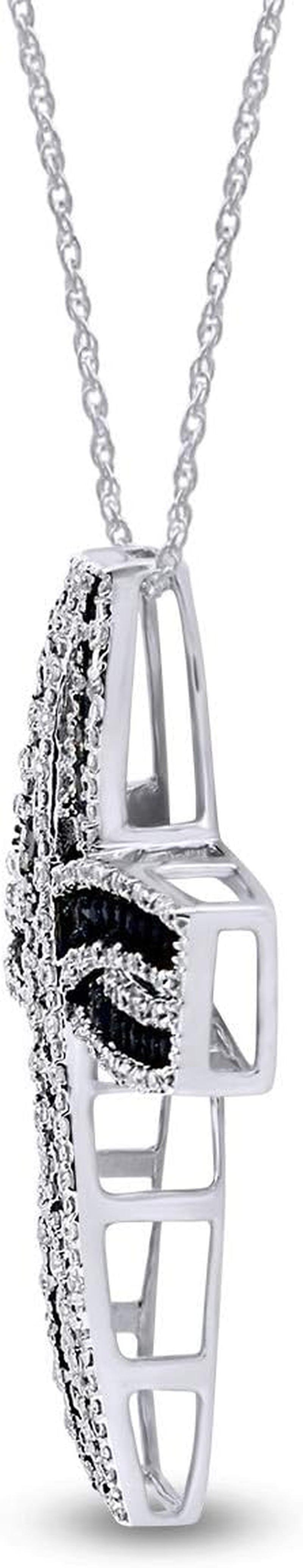 0.47 Ct Simulated Blue Sapphire & White Cubic Zirconia Loop Cross Pendant Necklace In925 Sterling Silver