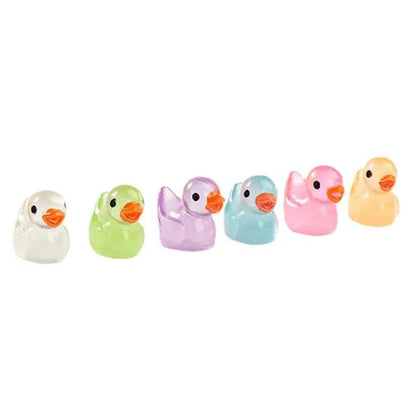 100/50/25/5PCS Mini Luminous Resin Ducks Glow in The Dark Miniature Ornament Tiny Ducks For DIY Fairy Garden Micro Landscape Potted Decoration