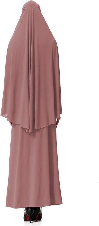 Muslim Islamic Women'S Khimar 2Pcs Sets Soft Distinctive Prayer Dress Hijab Abaya Suit(10 Colors Available)