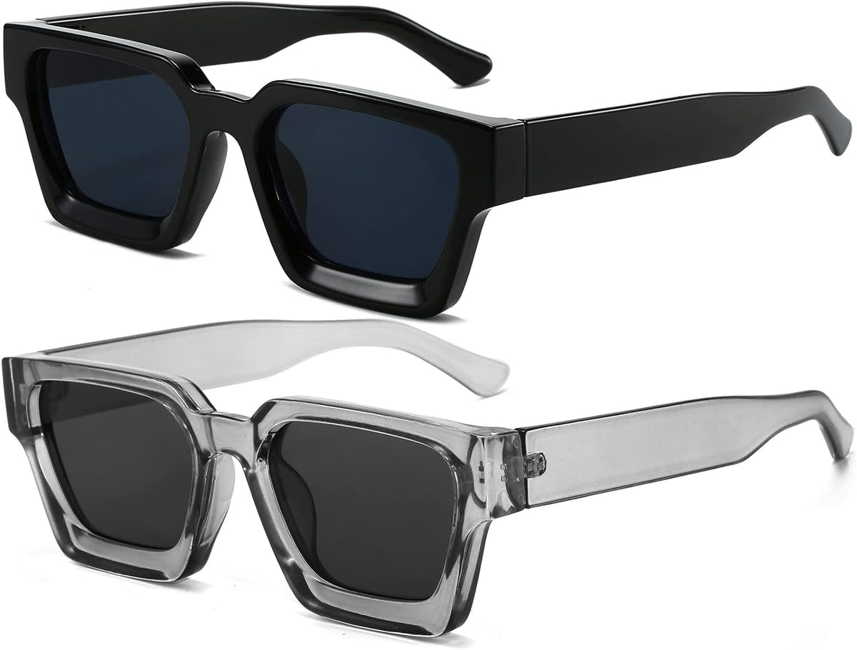 Square Sunglasses for Women Men Square Thick Frame Sun Glasses Simple Designer Style Shades