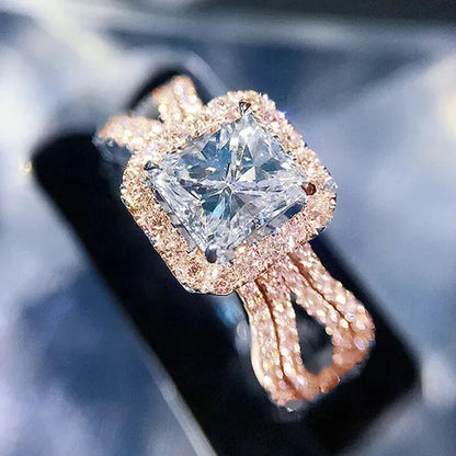Luxury Female Cubic Zirconia Ring Elegant Bride Proposal Engagement Jewelry for Women Wedding Band Anniversary Gift Promise Rings