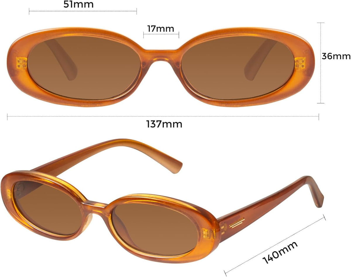 Retro Tiny Oval Sunglasses for Women with Small Face Narrow Style MS52360
