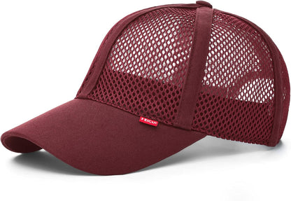 Men Mesh Trucker Baseball Cap Adjustable 6-Panel Hat Outdoor Sports Wear