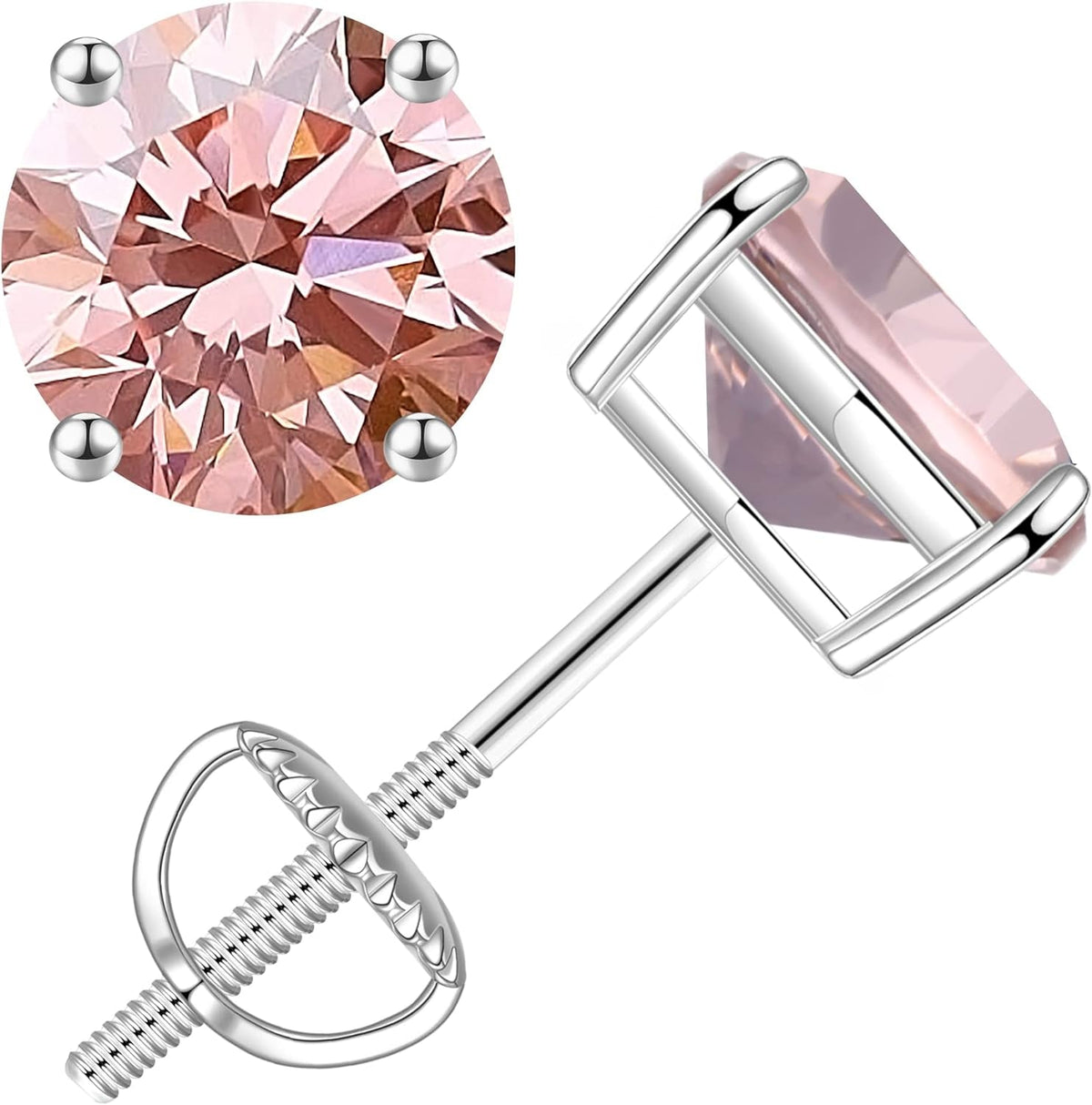 0.2-4ct Moissanite Screw Back Earrings for Women, D Color VVS1 Clarity Lab Created Diamond Earring 18K White Yellow Rose Gold Ruthenium Vermeil 925 Sterling Silver Round Moissanite Earrings