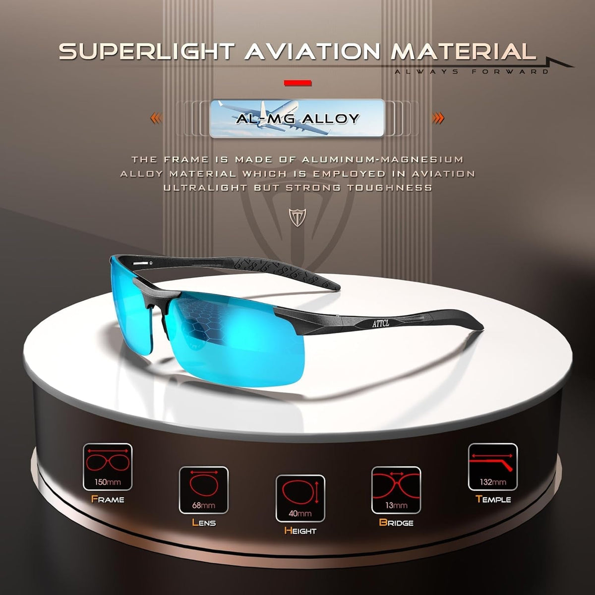 Men'S Fashion Driving Polarized Sunglasses for Men - Al-Mg Metal Ultralight Frame