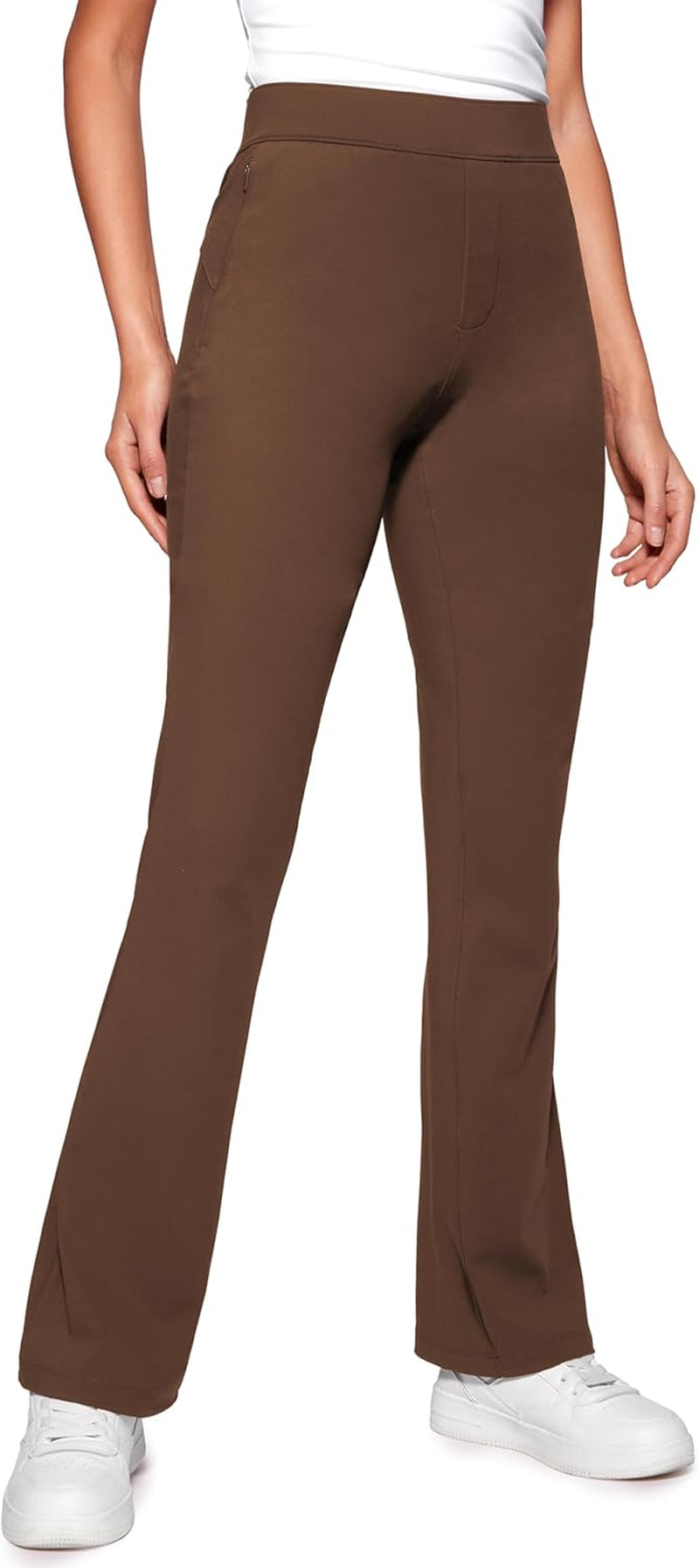 4-Way Stretch Flare Womens Pants Tall 31" Dress Work Casual High Waisted Lounge Sweatpants with Zip Pockets