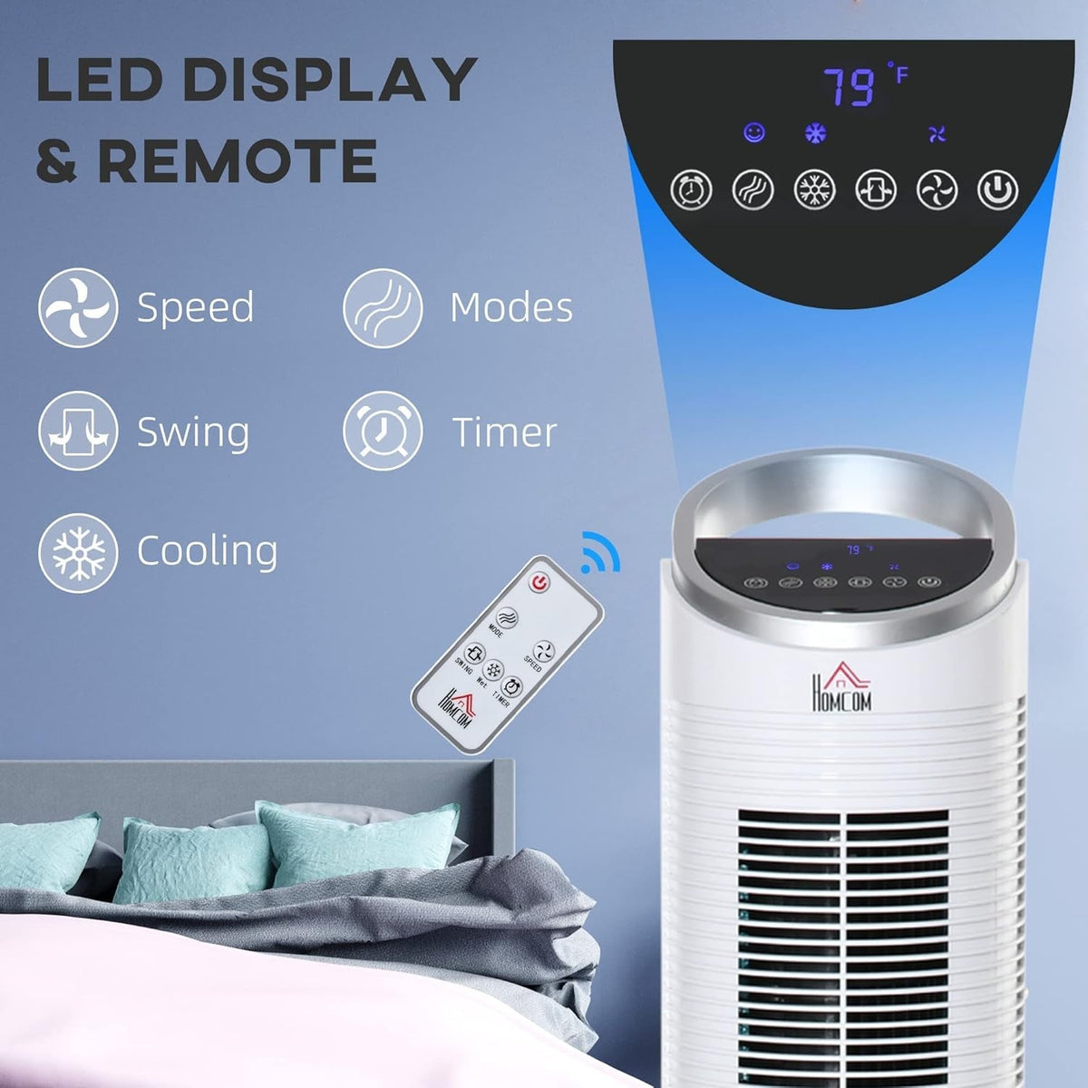 40" Evaporative Air Cooler with Water Tank, 3-In-1 Ice Cooling Fan with Humidifier, 52° Oscillating Portable Swamp Cooler for Home Office, 3 Modes, 3 Speeds, 8H Timer, Remote, White