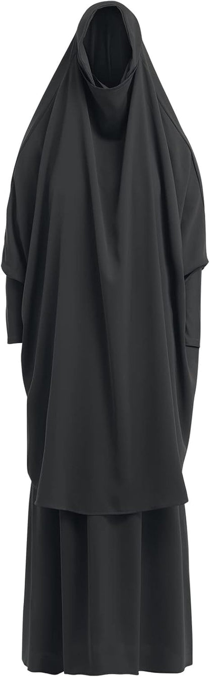 Prayer Clothes for Muslim Women Islamic Abaya Suit Maxi Skirt + Khimar Hijab 2Pcss Burka Jilbab Kaftan