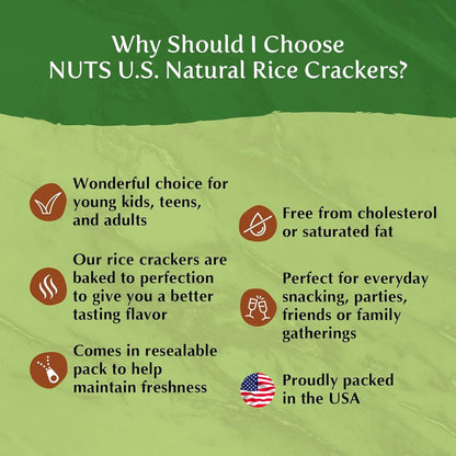 NUTS U.S. - Oriental Rice Crackers | No Artificial Colors | Crunchy | Natural | Packed in a Resealable Bag!!! (2 LBS)