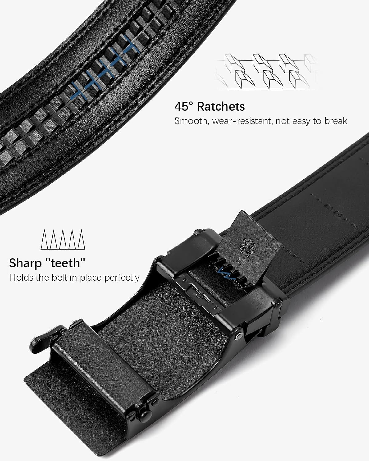 Ratchet Mens Belt Leather Dress and Casual with Adjustable Buckle, Trim to Fit