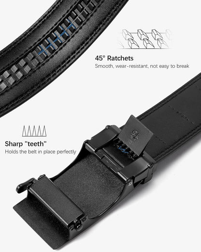 Ratchet Mens Belt Leather Dress and Casual with Adjustable Buckle, Trim to Fit