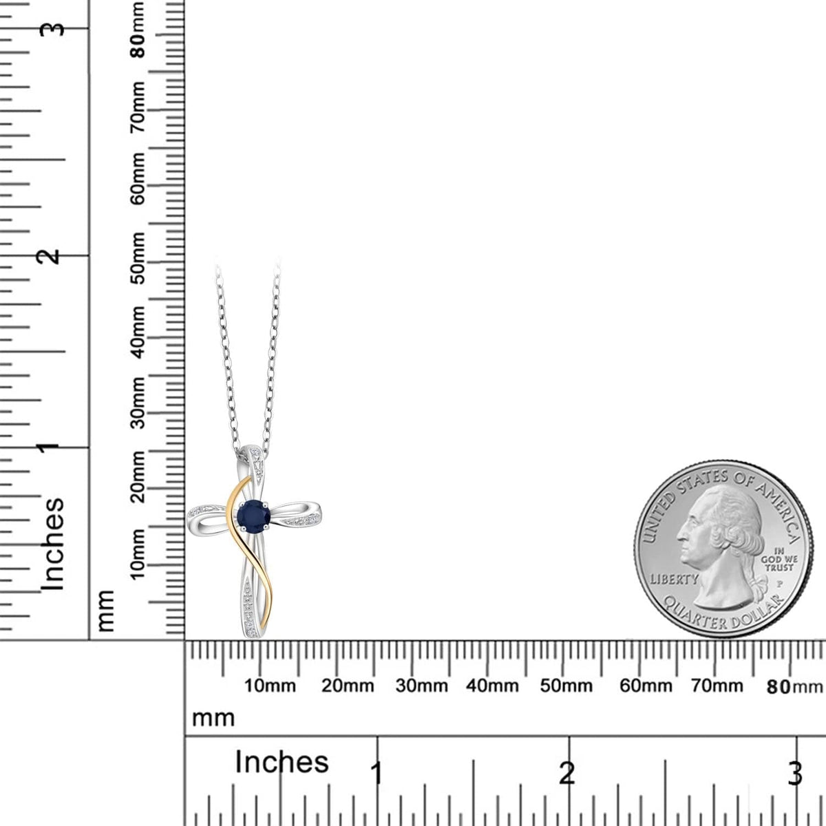 Infinity Cross Necklace for Women | 925 Sterling Silver and 10K Yellow Gold | Gemstone Birthstone and White Lab Grown Diamond Cross Faith Pendant Necklace | with 18 Inch Chain