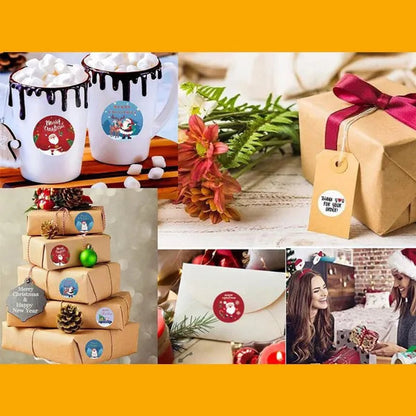 Merry Christmas Stickers Christmas Theme Seal Labels Stickers for DIY Gift Baking Package Envelope Stationery Decor