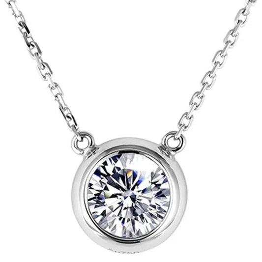 Majesty Diamonds MDS210304 1 CT Round Moissanite Solitaire Pendant Necklace with Chain in 0.925 White Sterling Silver