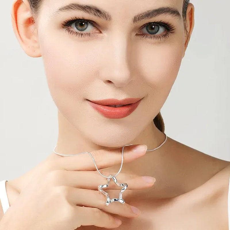 High Quality 925 Sterling Silver Starfish Pendant Necklace 16-30 Inch Snake Chain For Women Fashion Wedding Engagement Jewelry Gift