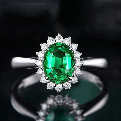 New Ruby Diana Sunflower Lady  Ring Classic Living Mouth Design Women's Ring