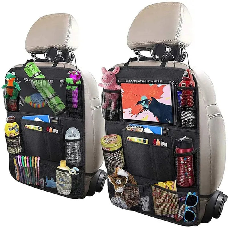 Car Backseat Organizer with Touch Screen Storage Pockets Cover Car Seat Back Protectors for Travel Trip Kids Car Accessories