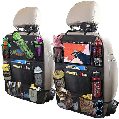 Car Backseat Organizer with Touch Screen Storage Pockets Cover Car Seat Back Protectors for Travel Trip Kids Car Accessories