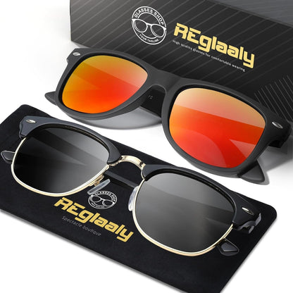 Sunglasses Men and Womens, Polarized Sunglasses for men with UV Blocking Semi-Rimless Frame for Driving & Hiking