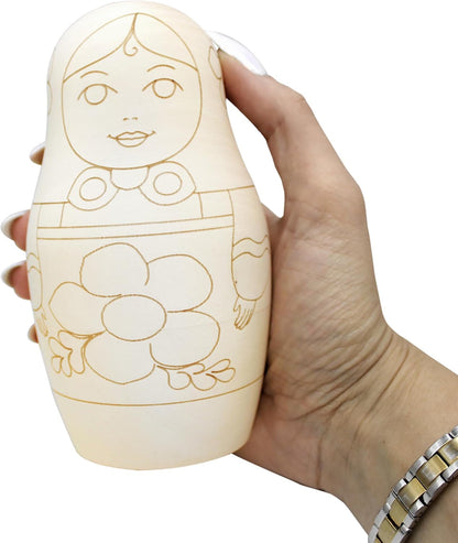 Unfinished Nesting Dolls Blank Set of 7 Pcs - Wooden Crafts to Paint Your Own Matryoshka - Blank Russian Nesting Dolls Unpainted - Russian Dolls Blank