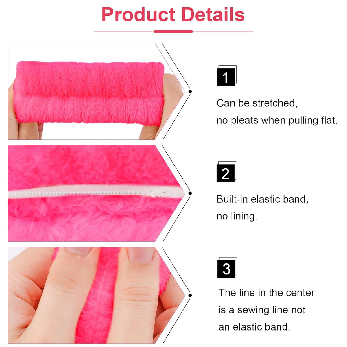 6 Pack Makeup and Skincare Headbands - Rose Pink Sponge Hair Bands, Bow Tie Wristbands for Face Washing, Women'S Hair Accessories
