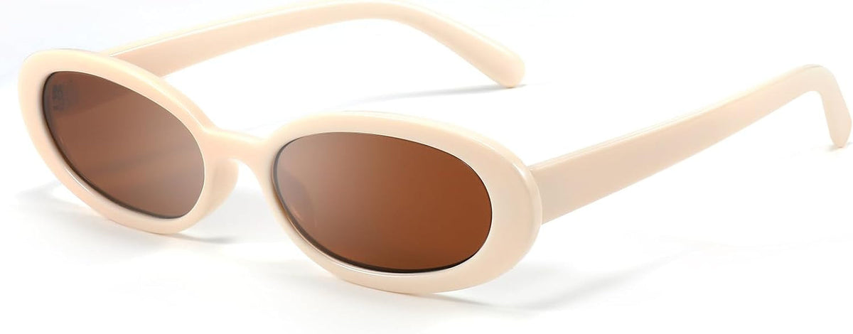 Retro Oval Sunglasses for Women Men Fashion Small Frame Sun Glasses 90s Style Driving Glasses UV400 Protection