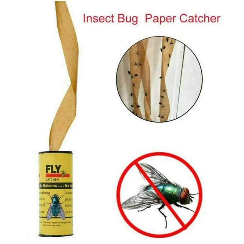 4/8/12/16/20 Rolls Sticky Fly Trap Glue Paper Insect Bug Catcher Strip Glue Paper Catcher Traps Fly Bug Household Flies Sticker