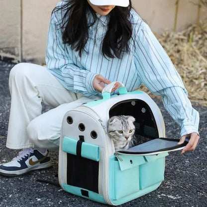 Pet Carrier Backpack Small Medium Dogs Cats Large Space Fits Up To 20 Lbs Pets Foldable Backpack Safety Lock Zipper Breathable Mesh Travel Hiking