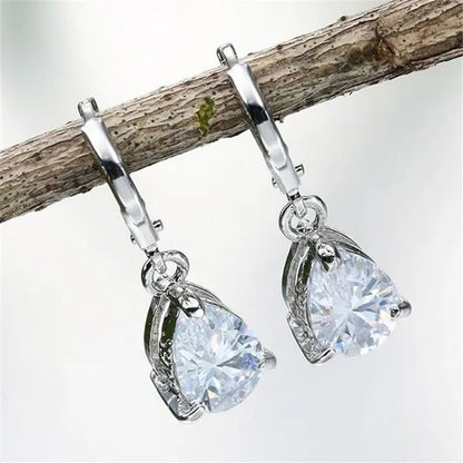 Vintage Classic Pink Vintage Classic Pink Zircon Stud Earrings for Women Fashion Water Drop Pendant Earrings Bride Wedding Engagement Anniversary Gift Jewelry
