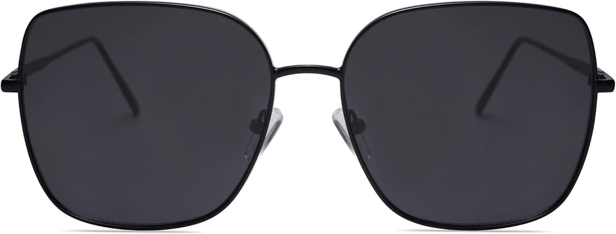Trendy Oversized Square Metal Frame Sunglasses for Women Men Retro Big Flat Lens UV Protection Sunglasses SJ1146