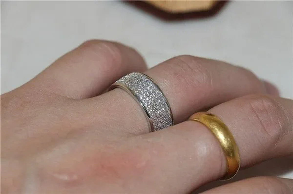 925 Solid Sterling Silver White Sapphire Diamond Wedding Band Sparkling Rings Engagement Anniversary Party Jewelry 3 color