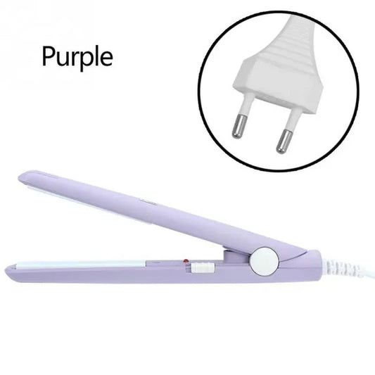 2 In 1 Mini Hair Straightener Ceramic Tourmaline Plate Beauty Flat Iron Heating Curler