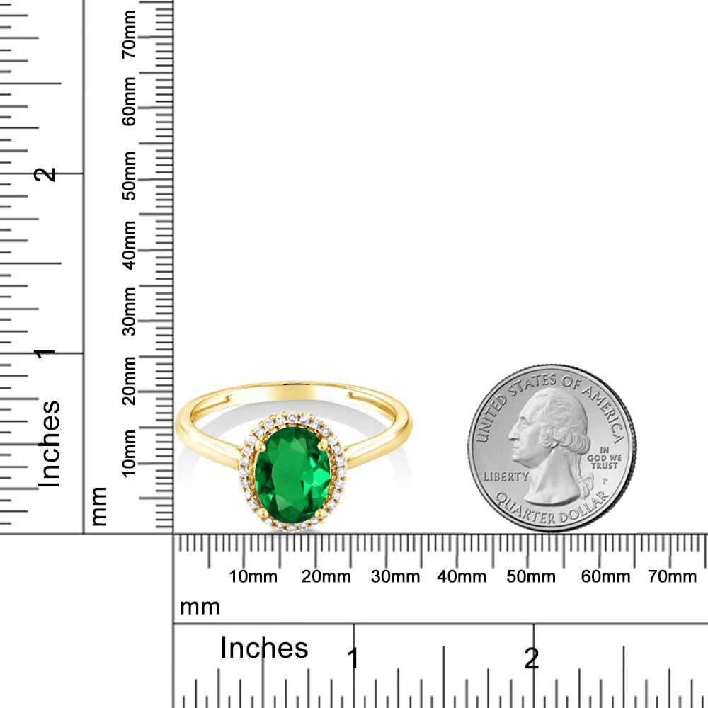 10K Yellow Gold 8X6MM Oval Gemstone Birthstone and White Diamond Halo Engagement Ring | Wedding Anniversary Promise Gold Ring for Women | Available in Size 5-10