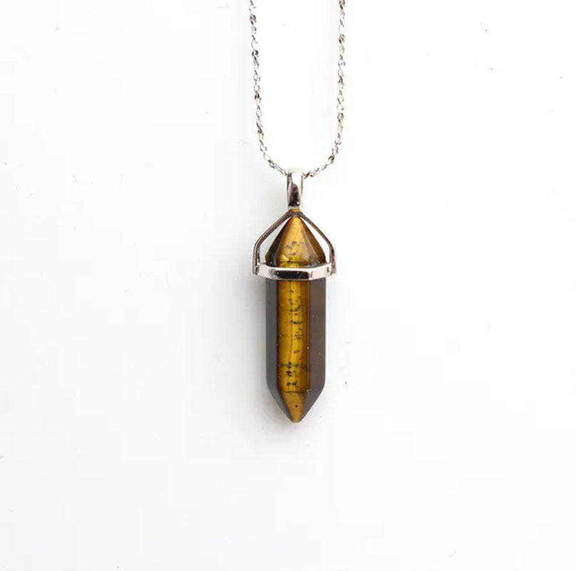 S925 Sterling Silver Chain Yellow Tiger Eye Stone Crystal Healing Point Semi-precious Gemstone Pendant Necklace for Women