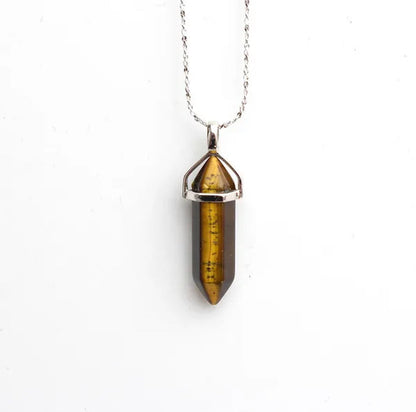 S925 Sterling Silver Chain Yellow Tiger Eye Stone Crystal Healing Point Semi-precious Gemstone Pendant Necklace for Women
