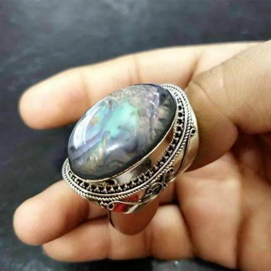 Vintage Women's  Jewelry  Rainbow Moonstone Gemstone Anniversary Gift Party Engagement Wedding Ring Size 5-11