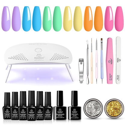 Beetles Purple Burgundy Red Gel Nail Polish Kit with Uv Light 48W LED Nail Lamp Dryer Spring Colors Neutral Gel Polish Starter Kit Peach Pink Manicure Set Soak off Gel Polish Skin Tone Gifts for Women
