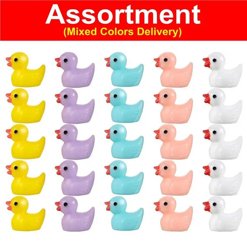 100/50/25/5PCS Cute Resin Mini Ducks Miniature Farm Artificial Animals Figures Ornament Tiny Duck for Home Fairy Garden Micro Landscape Potted Decor
