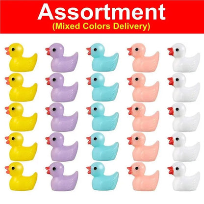 100/50/25/5PCS Cute Resin Mini Ducks Miniature Farm Artificial Animals Figures Ornament Tiny Duck for Home Fairy Garden Micro Landscape Potted Decor