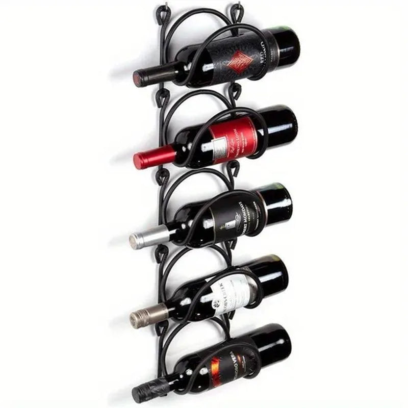 5 Layers Wrought Iron Bathroom Towel Rack Wall-Mounted Wine Bottle Display Rack Simple Multifunctional Storage Shelf