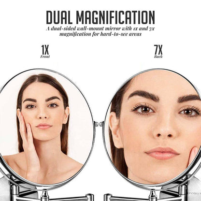 Small round Polished Chrome Tilting Modern Mirror (13.6 In. H X 1.6 In. W)