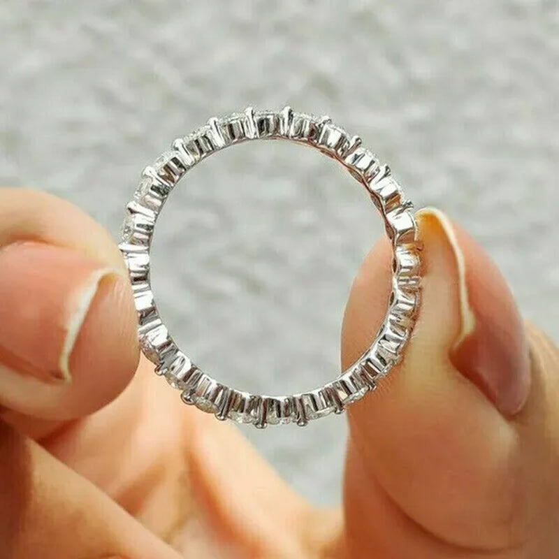 Fashion Bride Jewelry Luxury 925 Sterling Silver Ring Full Eternal Moissanite Diamond Rings for Women Proposal Wedding Engagement Anniversary Party Band Gift