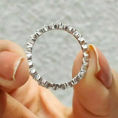 Fashion Bride Jewelry Luxury 925 Sterling Silver Ring Full Eternal Moissanite Diamond Rings for Women Proposal Wedding Engagement Anniversary Party Band Gift