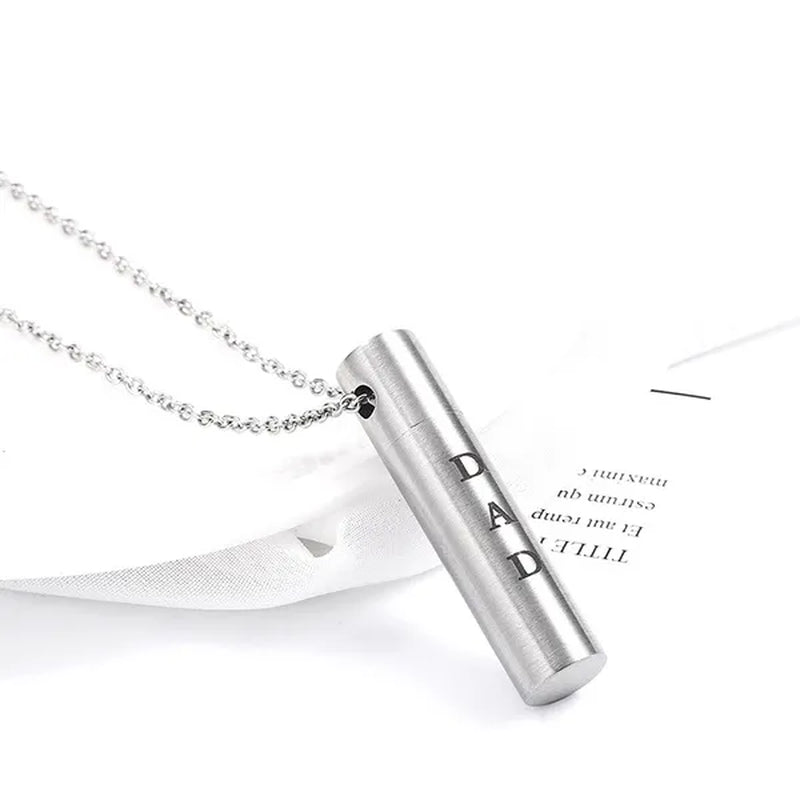 Mom Dad Stainless Steel Urn Necklaces for Women Men Cremation Pendant Necklace for Memorial Ashes Jewelry Silver