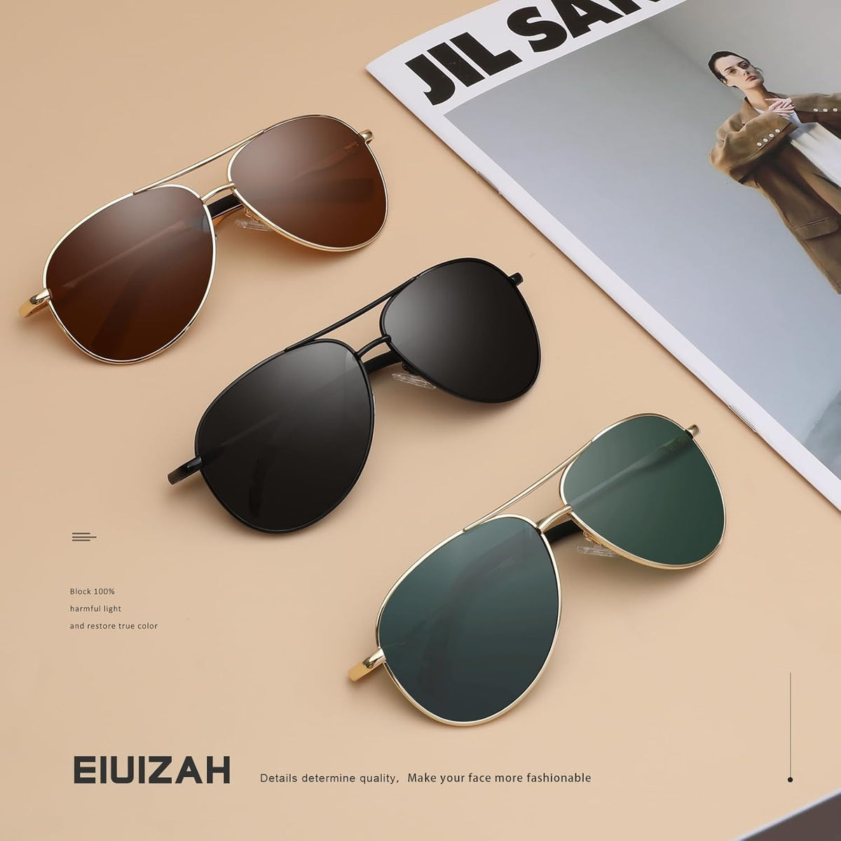 Polarized Aviator Sunglasses for Men Women, Driving Mens Sun Glasses with UV Protection for Fishing Golf